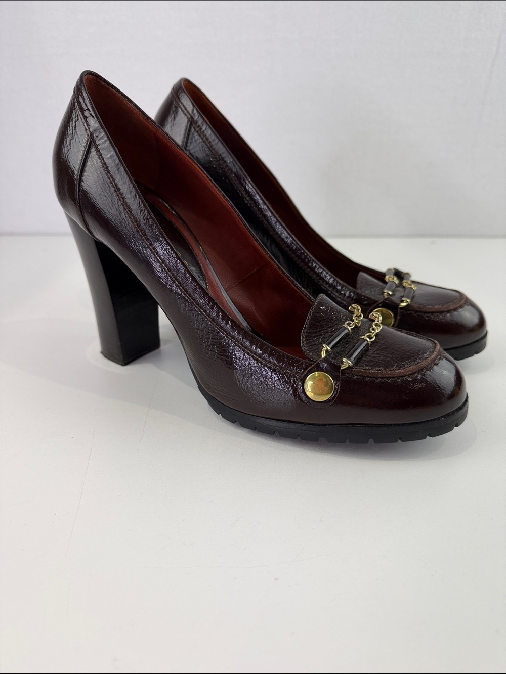 Marc Jacobs Women's Dark Brown Leather Block Heel Loafers
